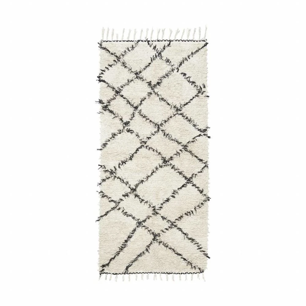 House Doctor Riba Vloerkleed 90x200 Cm Katoen Wit En Zwart