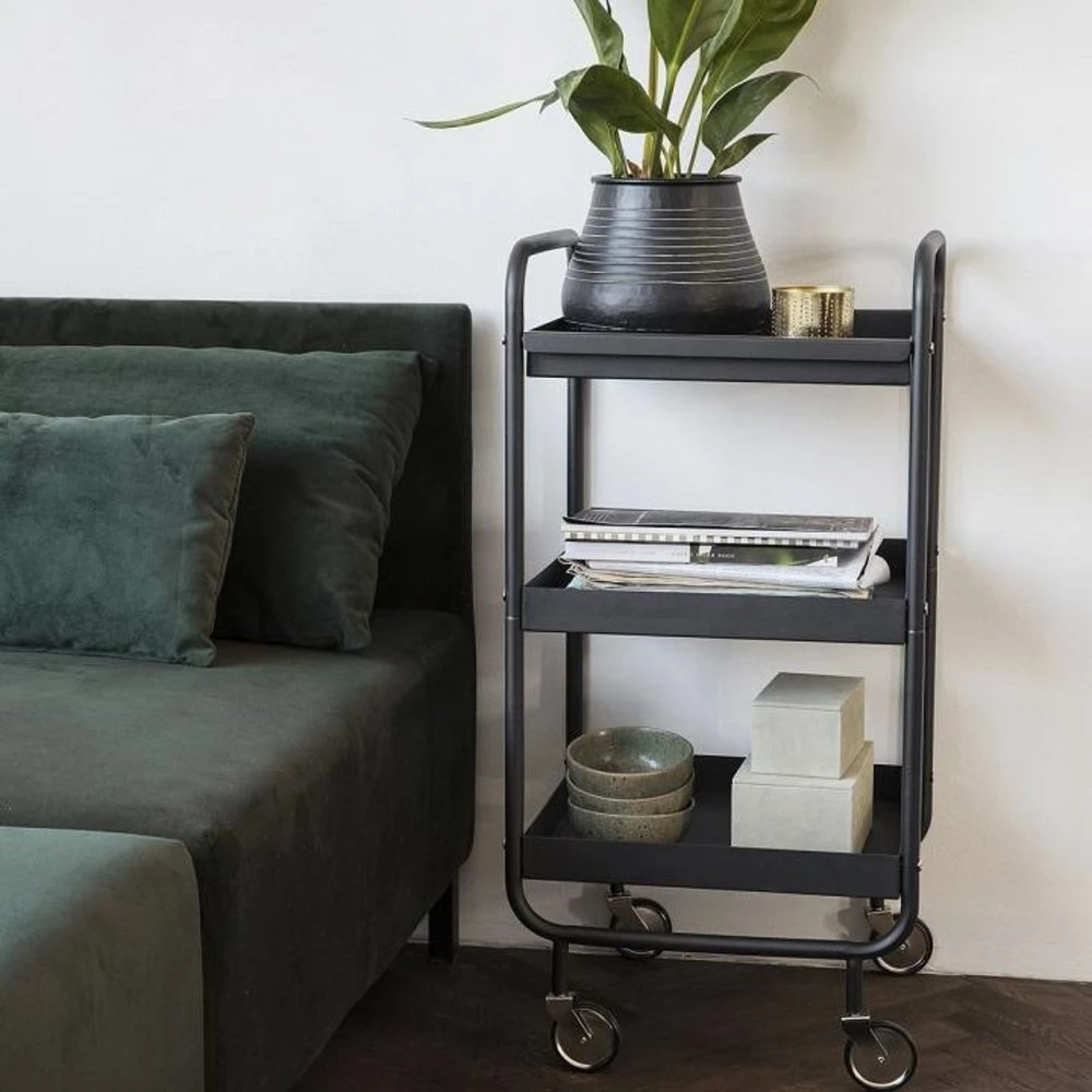 House Doctor Roll Trolley Zwart Metaal - Afbeelding 2