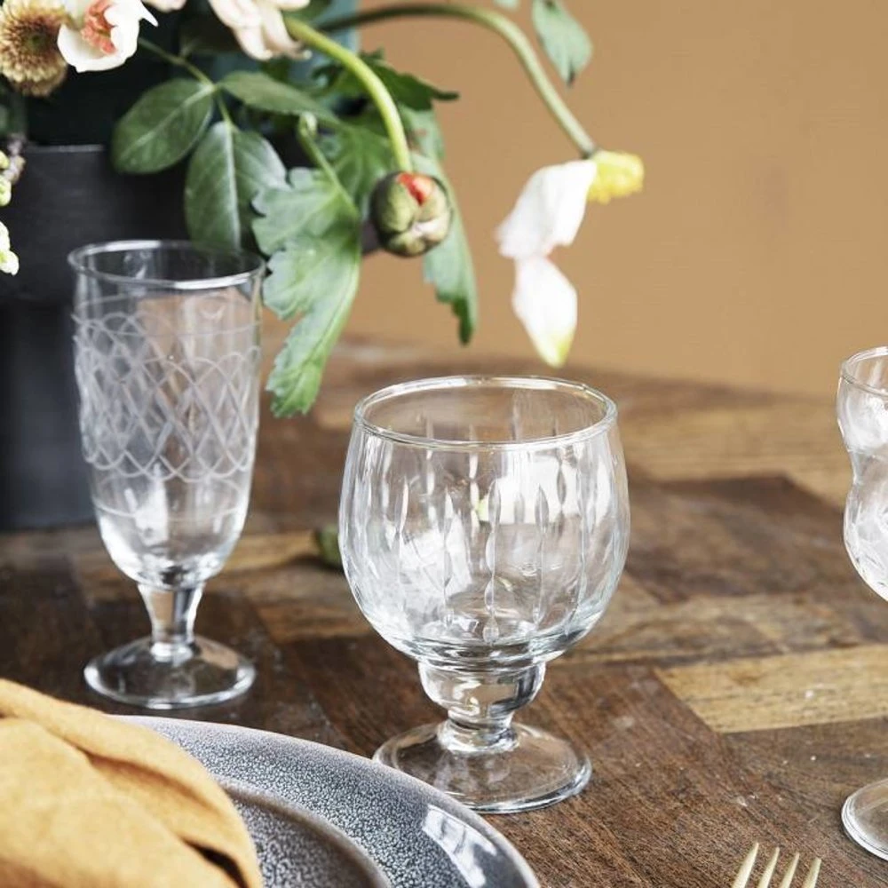 House Doctor Vintage Wit Wijnglas Ø7x12,5cm - Set Van 12 Stuks - Afbeelding 2